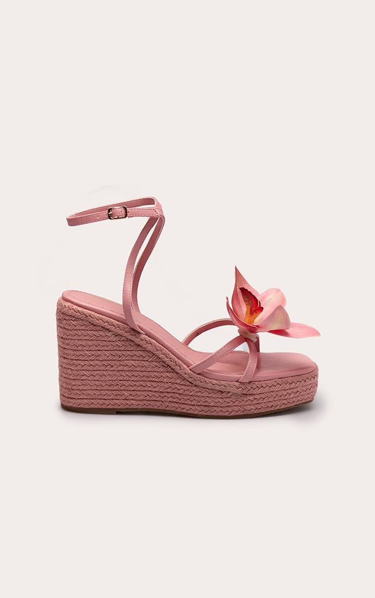 Rose Bébé Compensées À Corde Avec Ornement Orchidée