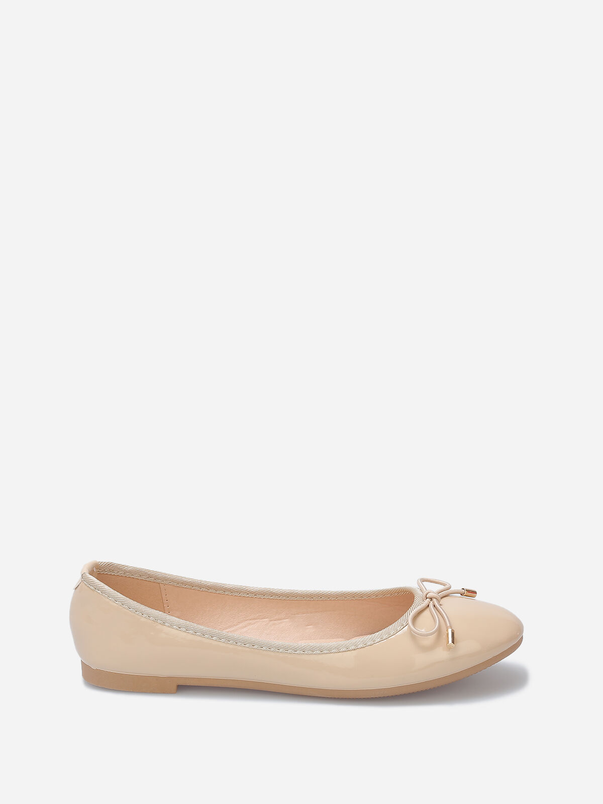 Ballerines plates vernies avec noeud- Beige