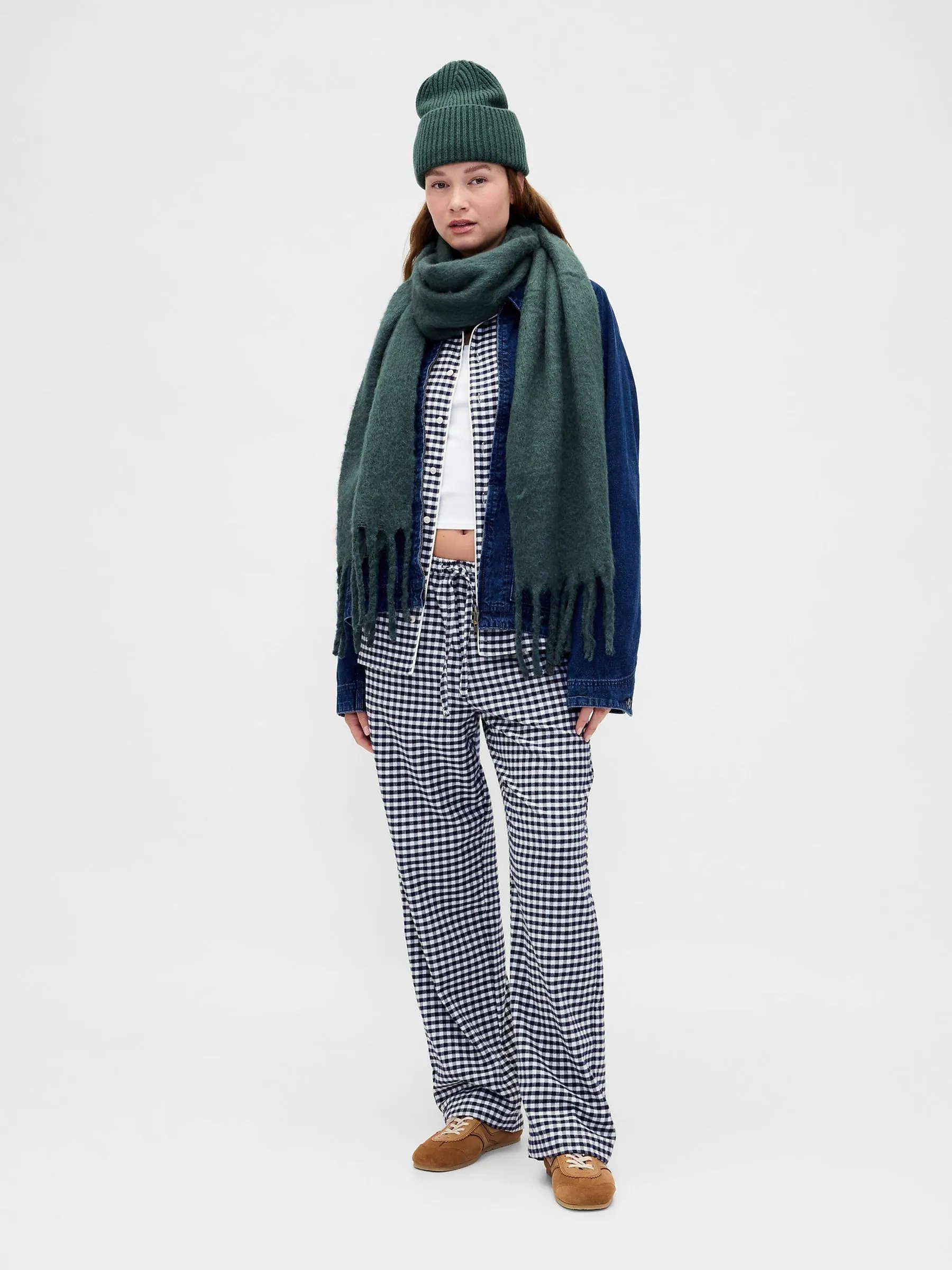 Groen - Gap Brushed Fringe Scarf with Wool