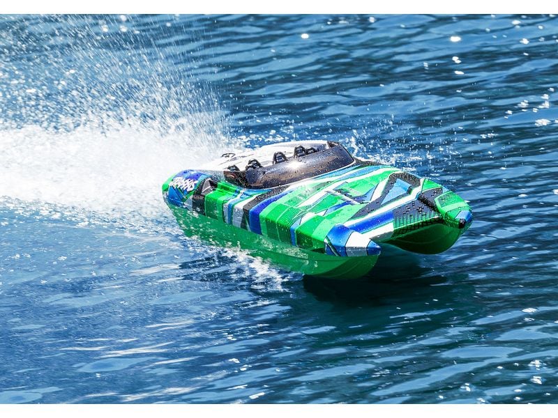 Traxxas M41 Widebody Catamaran Grün ARTR, 1:10 Katamaran Schnellboot mit Brushless Motor