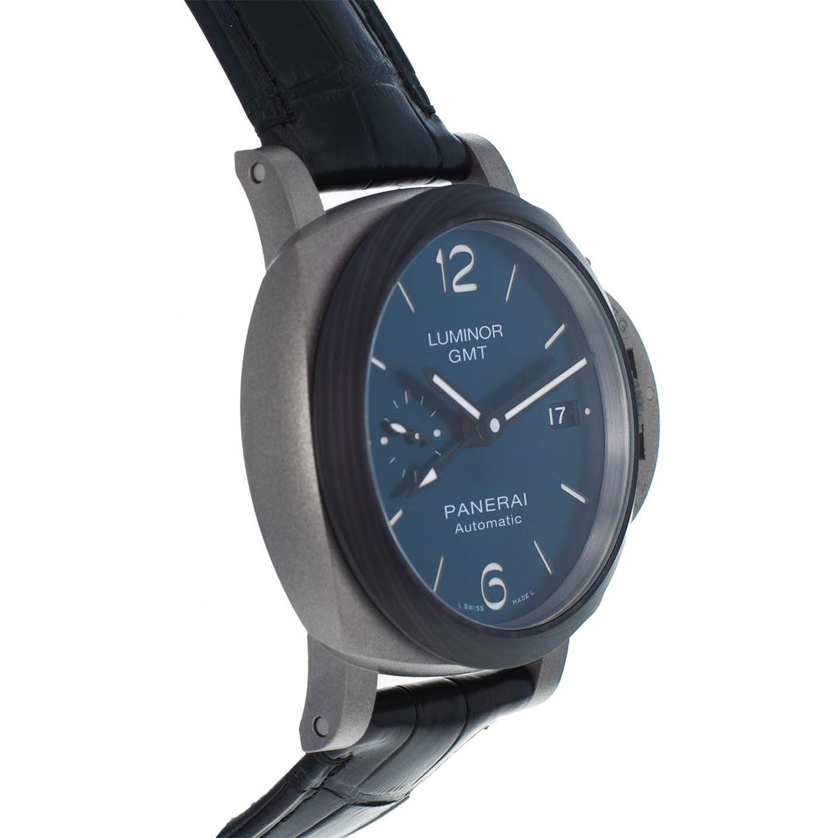 Montre d'occasion Panerai Luminor GMT homme automatique titane bracelet cuir noir
