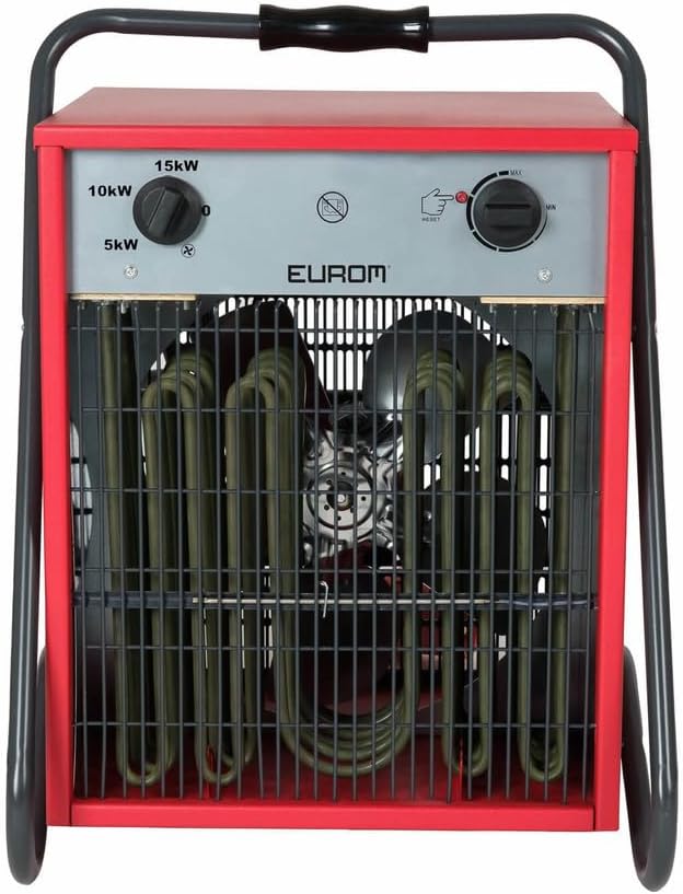 Eurom Elektrischer Heizlüfter 15.000 W, inkl. Kabel, 400 V 332711 (Heizlüfter Garagenheizung Werkstattheizung Heizer Elektroheizer) Leistung: 15.000 W/Motorleistung: 95 W/Leistungsstufen: 3