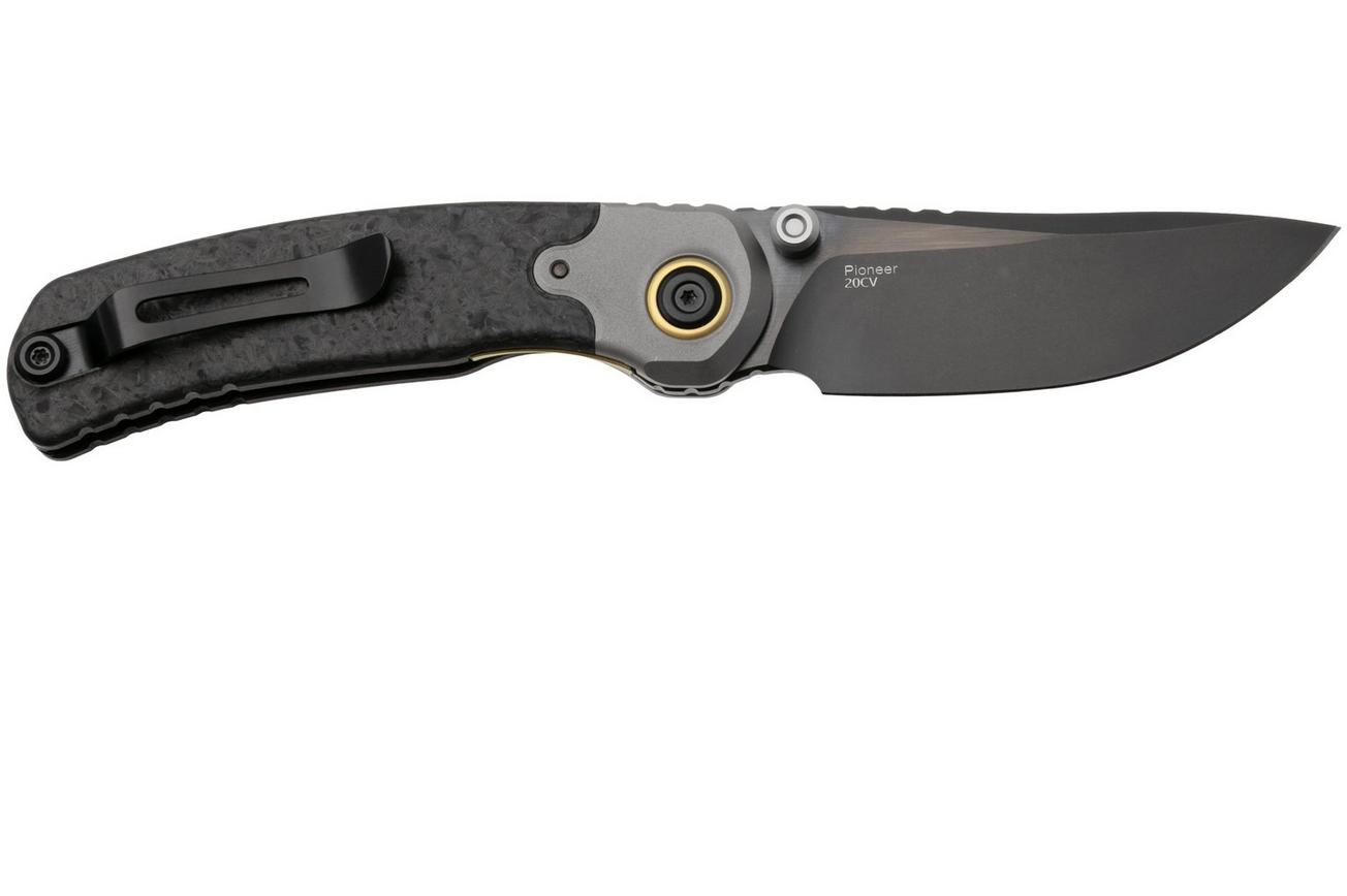 Kizer Pioneer ZX-FK03A4 Stonewashed DLC 20CV, Carbonfiber Titanium Bolster, zakmes