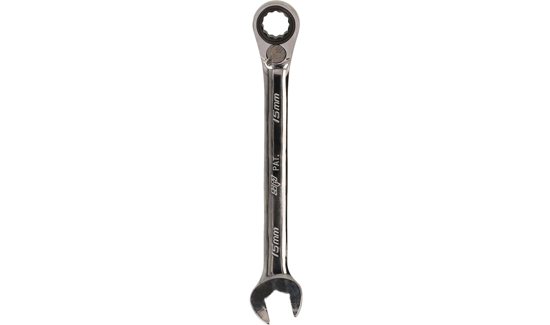 Ringgaffelnøgle 15mm m/skralde vendbar