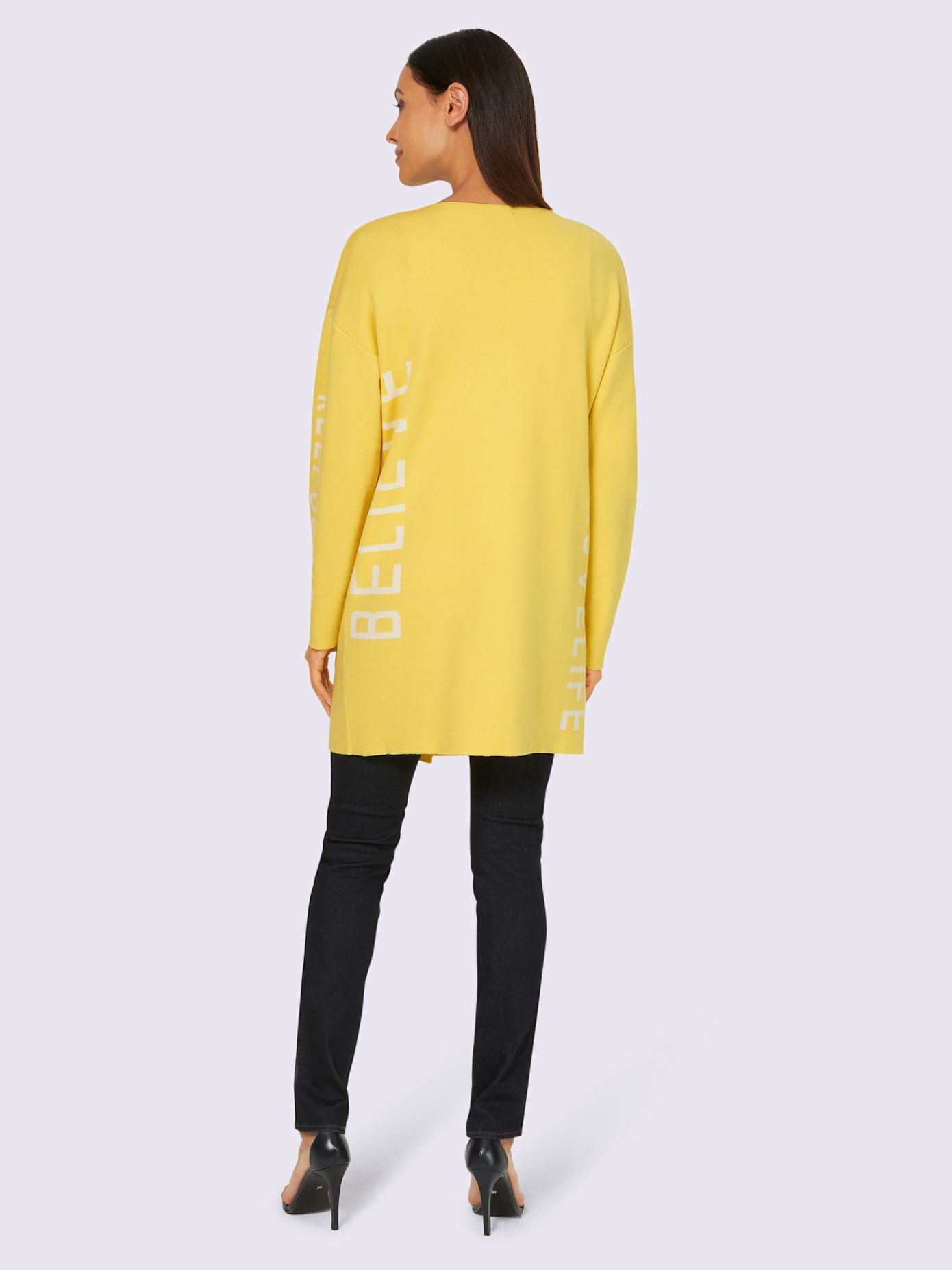 Veste en tricot forme ouverte et longue tendance