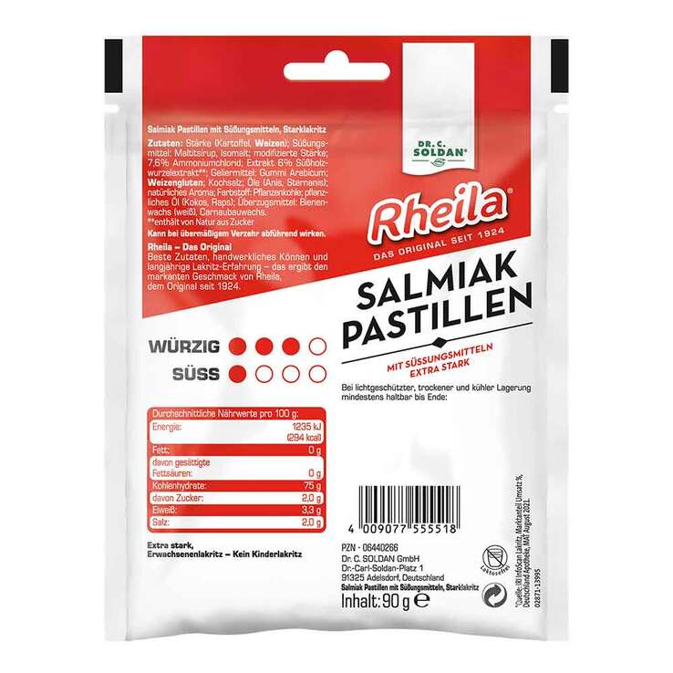 Rheila Salmiak Pastillen zuckerfrei, 90 g