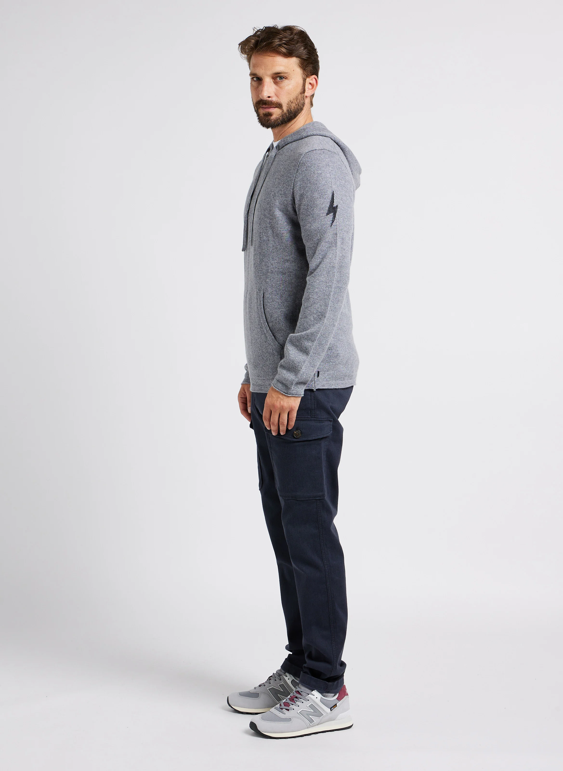Sweat à capuche droit en cachemire | Gris