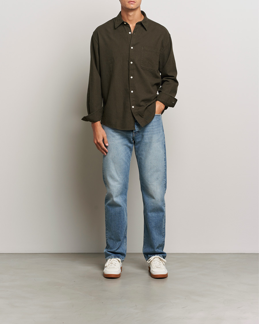 NN07 Deon Flannel Checked Shirt Dark Army
