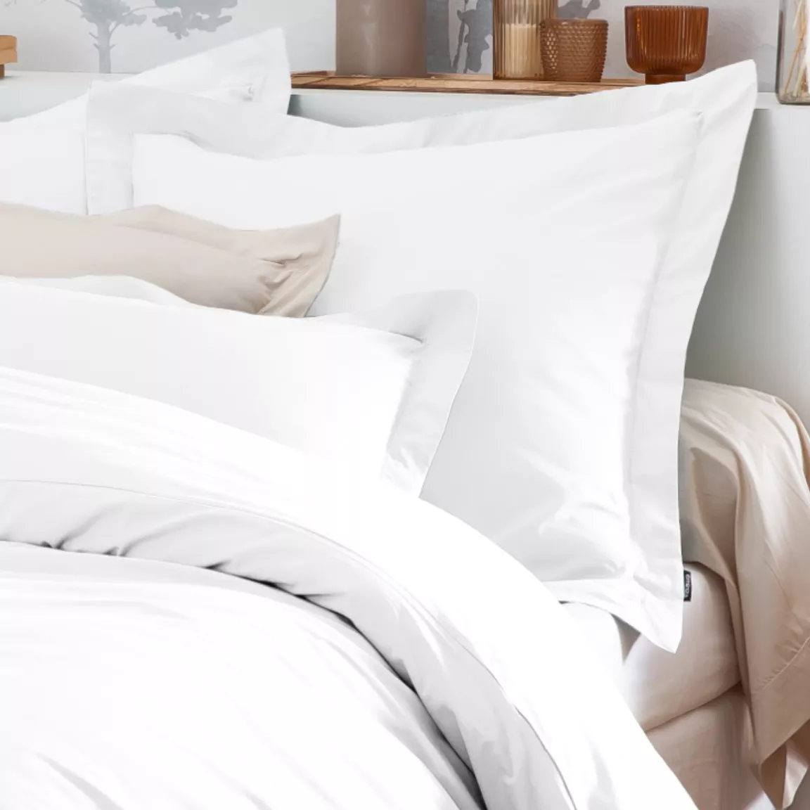 Taie de traversin percale de coton (L185 cm) Cali Blanc