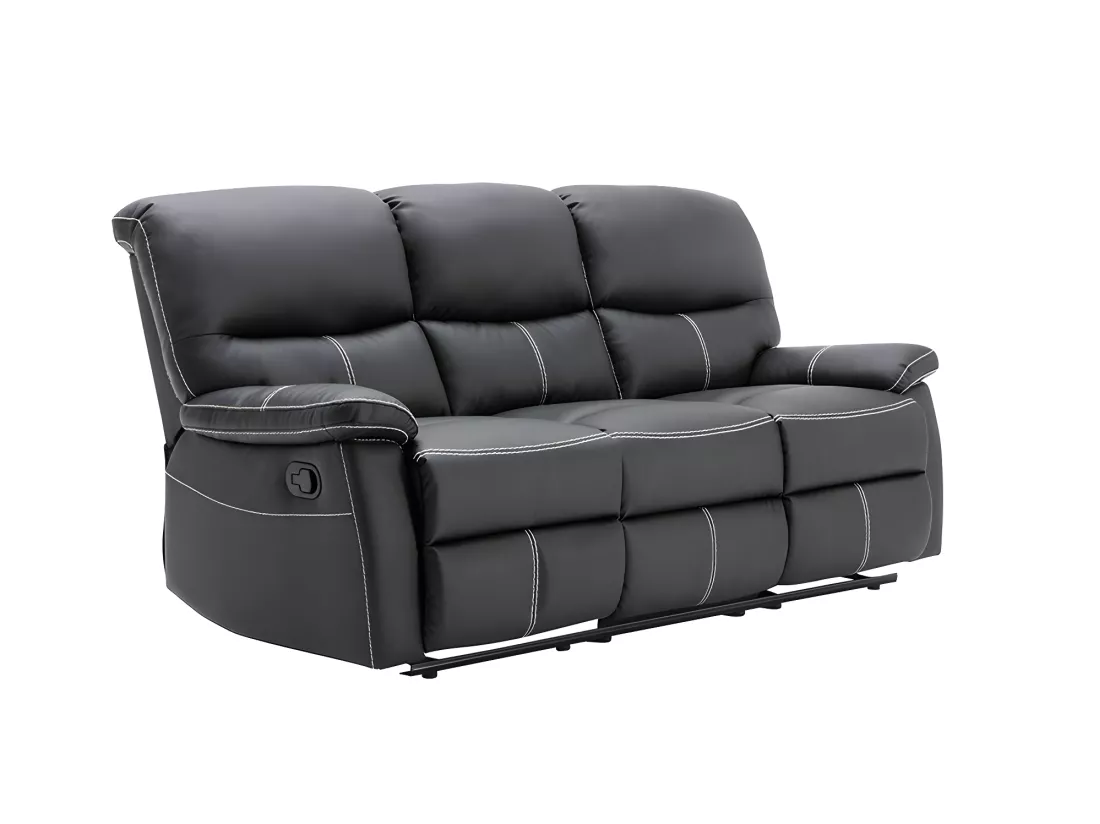 Canapé 3 places et un fauteuil relax en simili noir CANBY