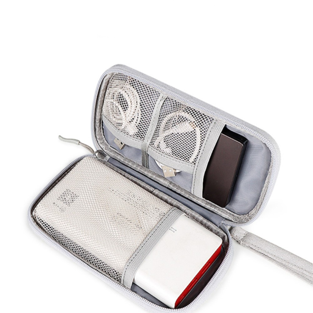(19x11x3.5cm) Universal Stoff Tasche Reise Organizer für Smartphones / Ladekabel mit Reissverschluss (Grösse S) - Dunkelblau