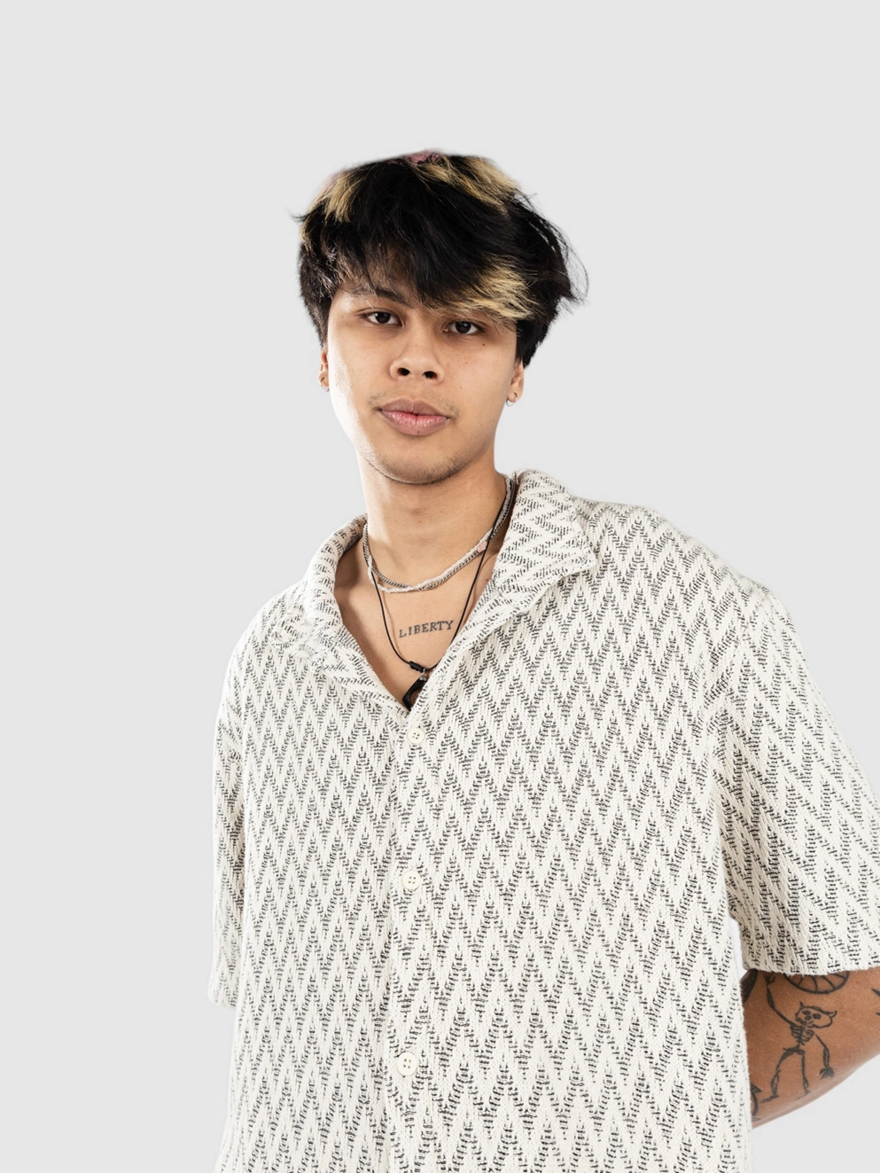 Fat Moose Heat Jacuard Shirt ecru/black