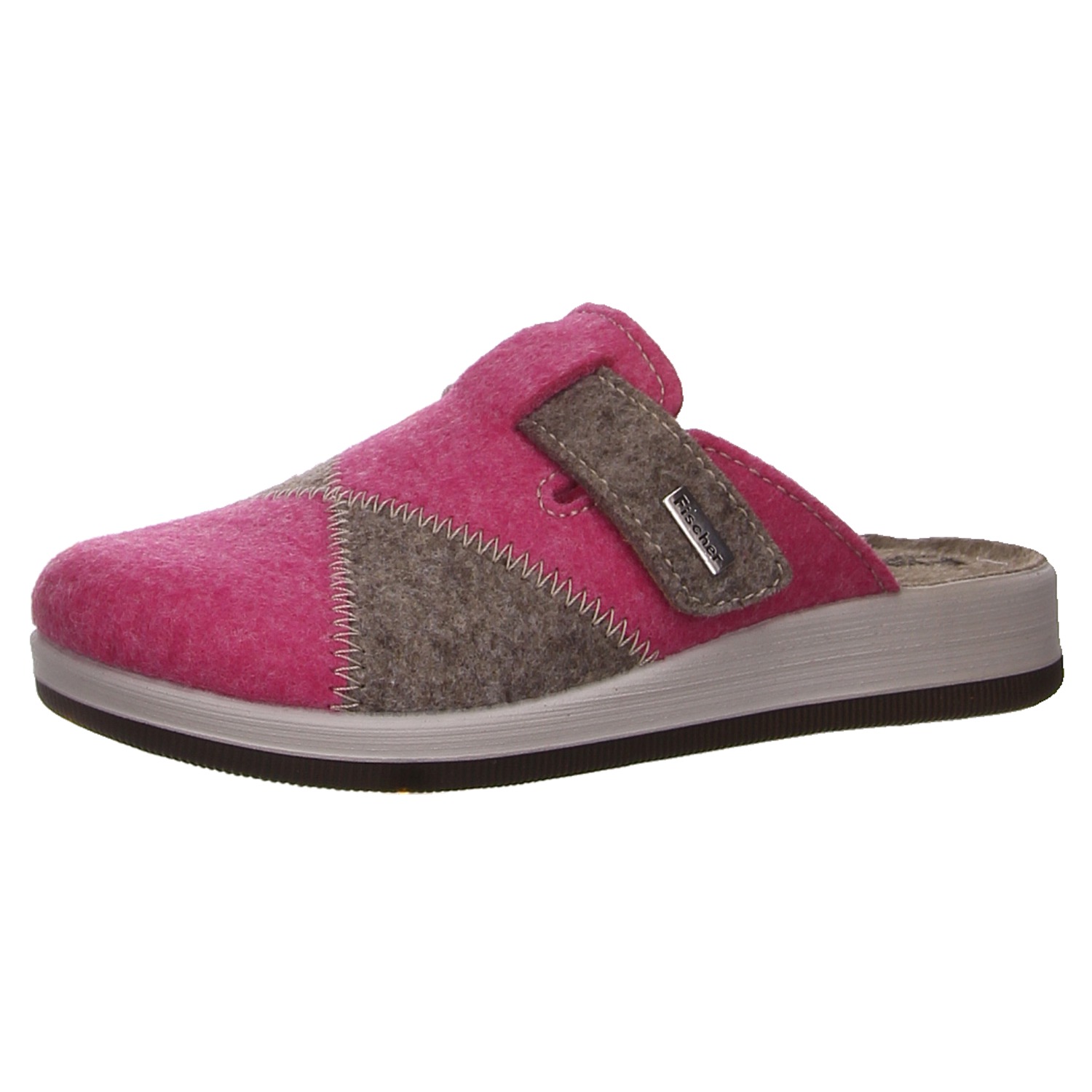 Fischer Pantoffeln rosa/grau rose/pink