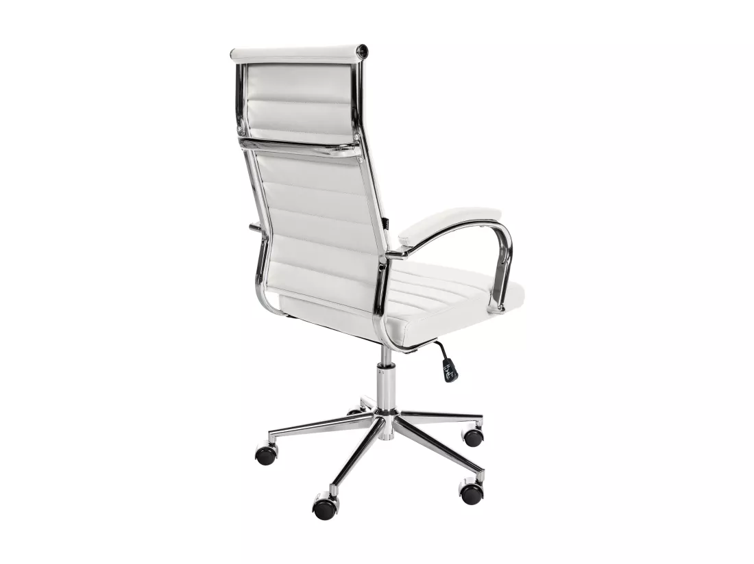 Chaise de bureau - Véritable cuir & Blanc - Blanc - Mollis