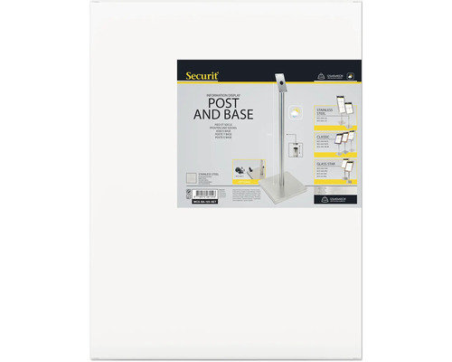 RVS paal met voet voor informatiedisplay 127x40x40 cm