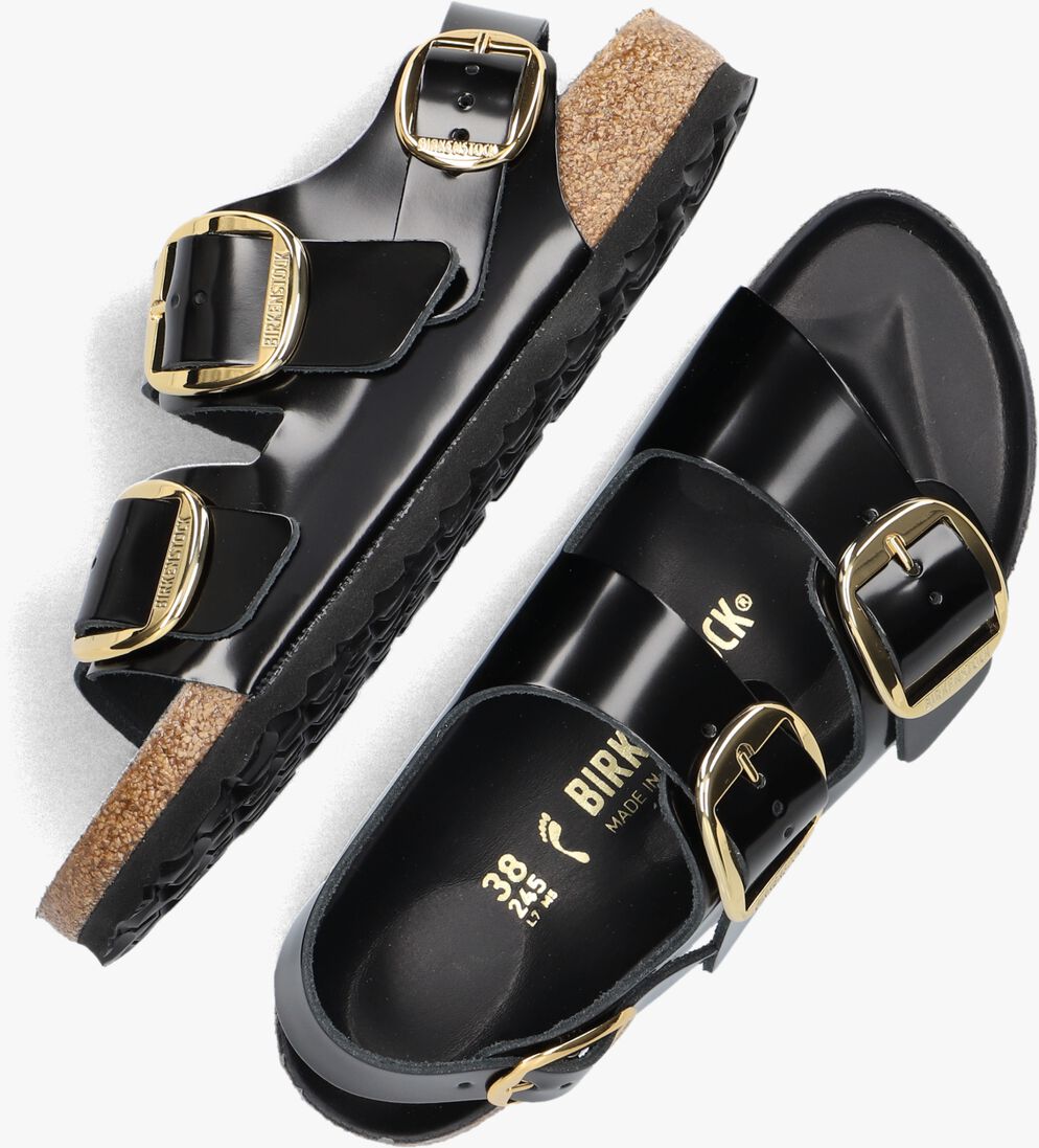zwarte birkenstock slippers milano big buckle dames