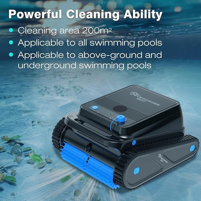 EVERCROSS BOT U8 Robot Piscine Fond et Parois, Robot Piscine sans Fil avec Nettoyage de la Ligne d'eau, 120 Min Autonomie, Navigation Intelligente, Stationnement Automatique, Piscines 200㎡