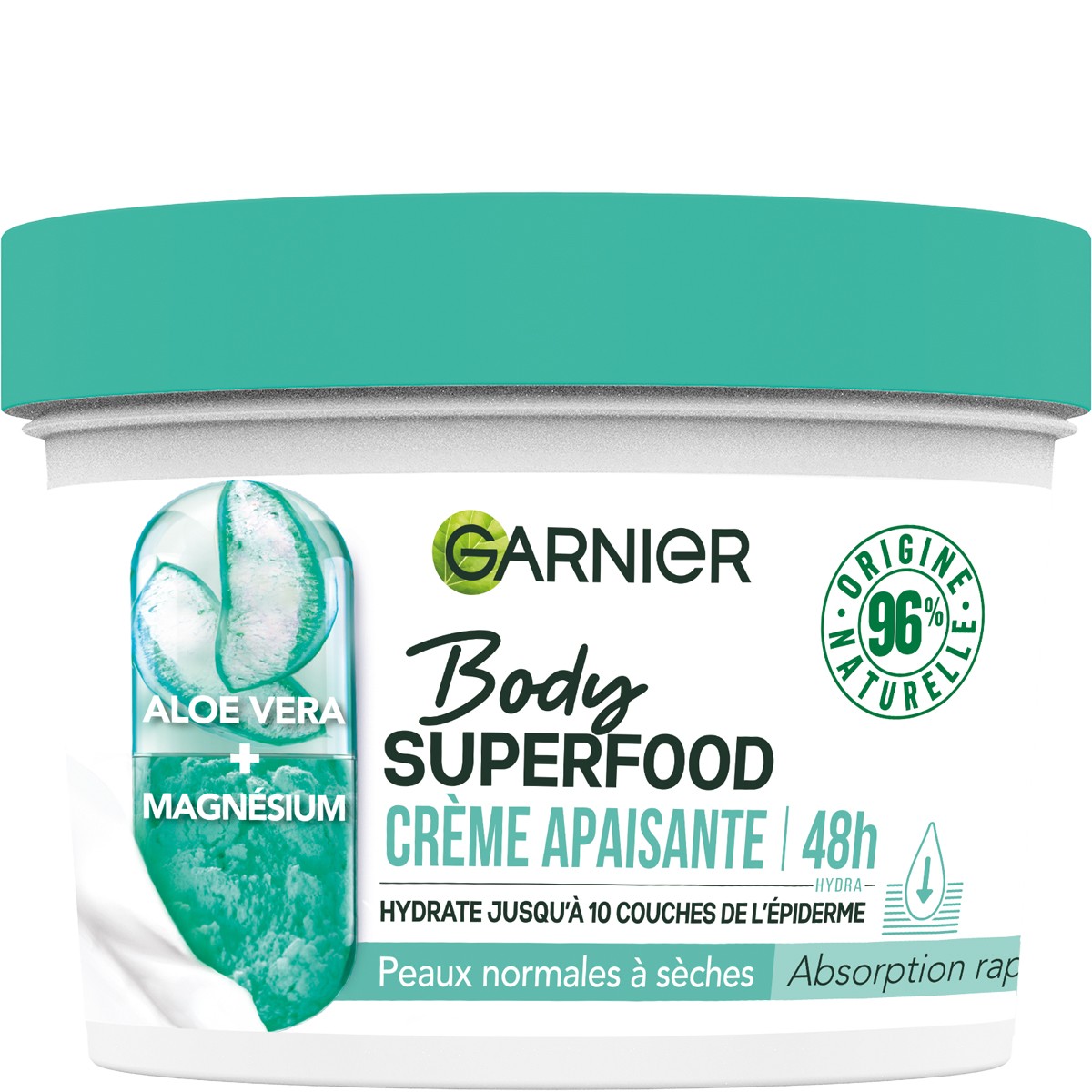Crème apaisante - Superfood - Aloe vera & magnésium - Peaux normales à sèches - 380 ml