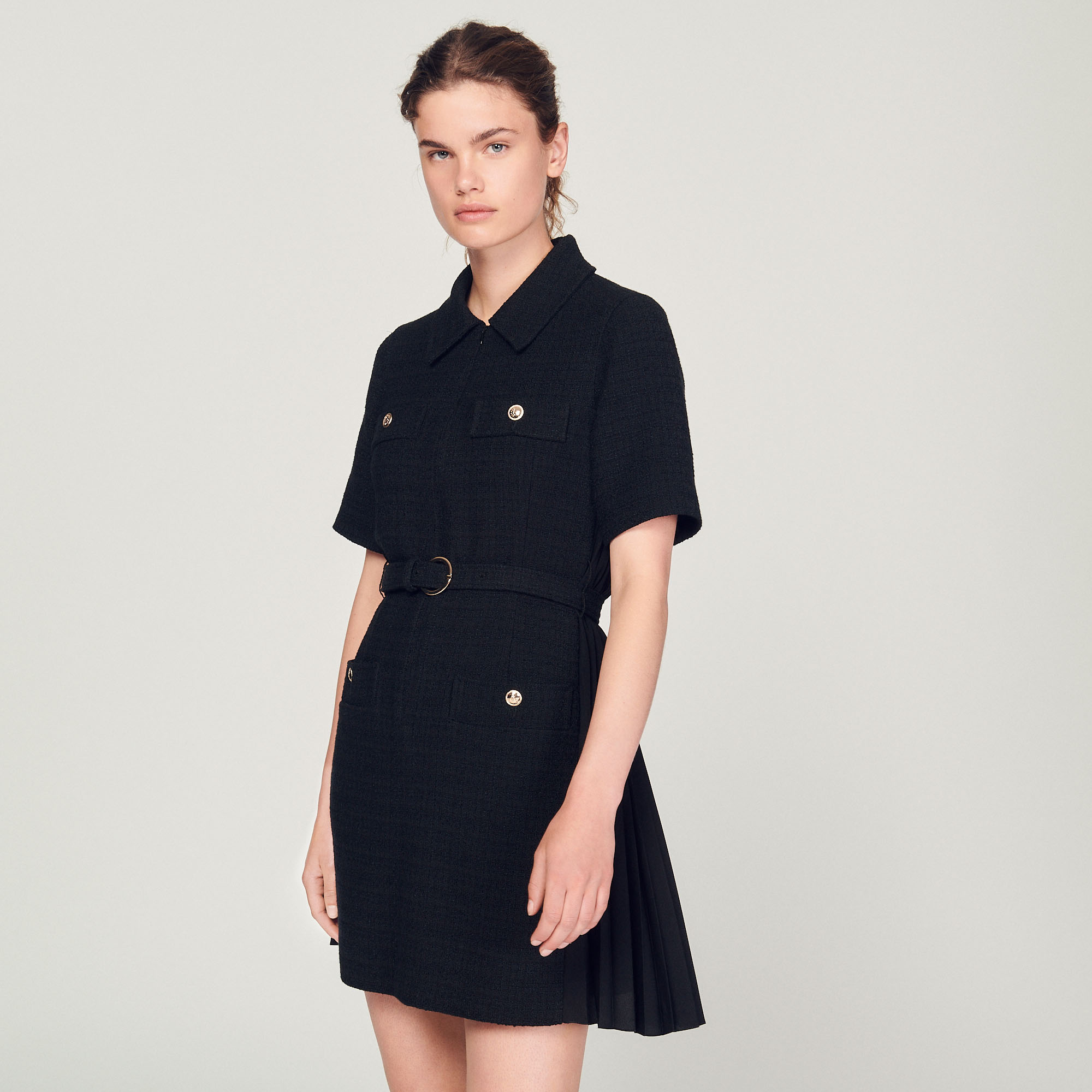 Robe á manches courtes bi matiéres