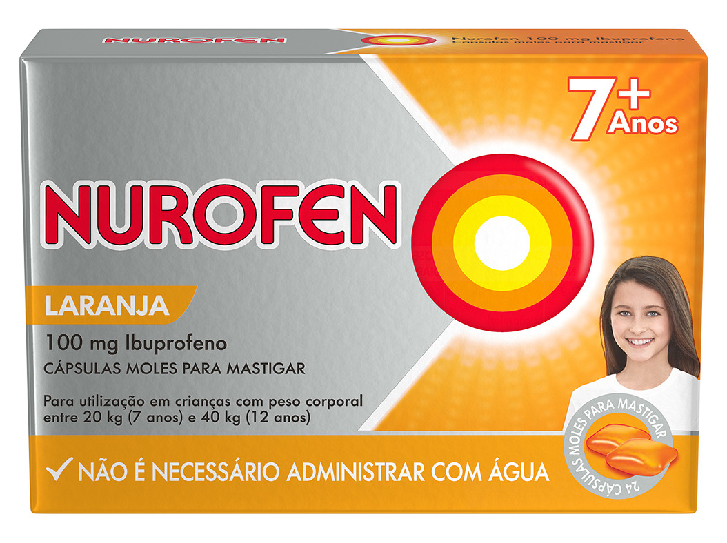 PASTILHAS NUROFEN MASTIGÁVEIS 100MG LARANJA 24UN