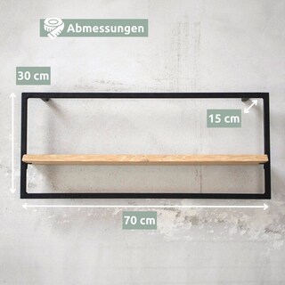 holz4home Wandregal 70 x 30 cm Eiche geölt