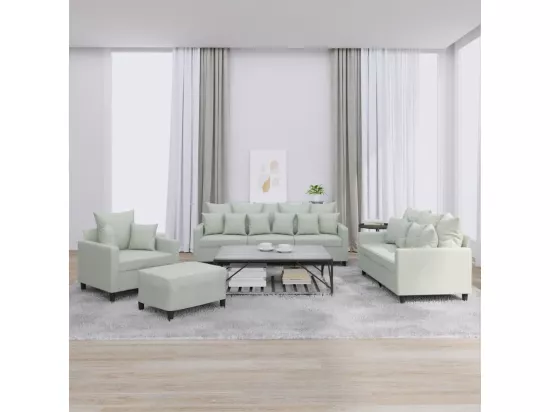 Ensemble de canapés 4 pièces avec coussins Gris clair Velours