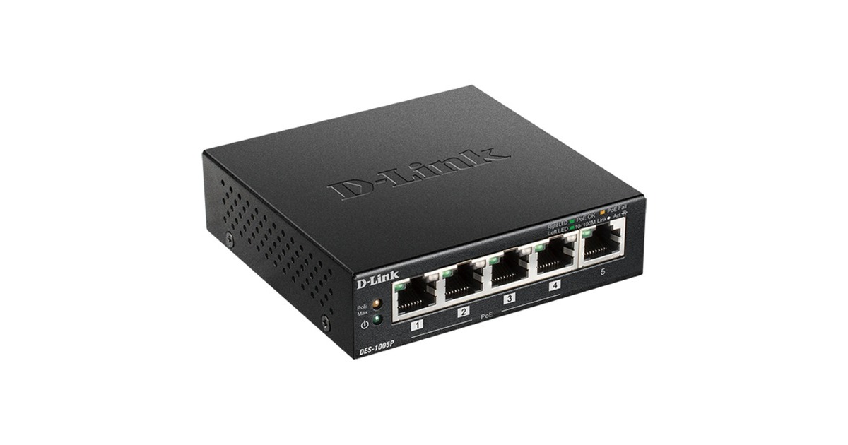 D-LinkDES-1005P switch  (Zwart)