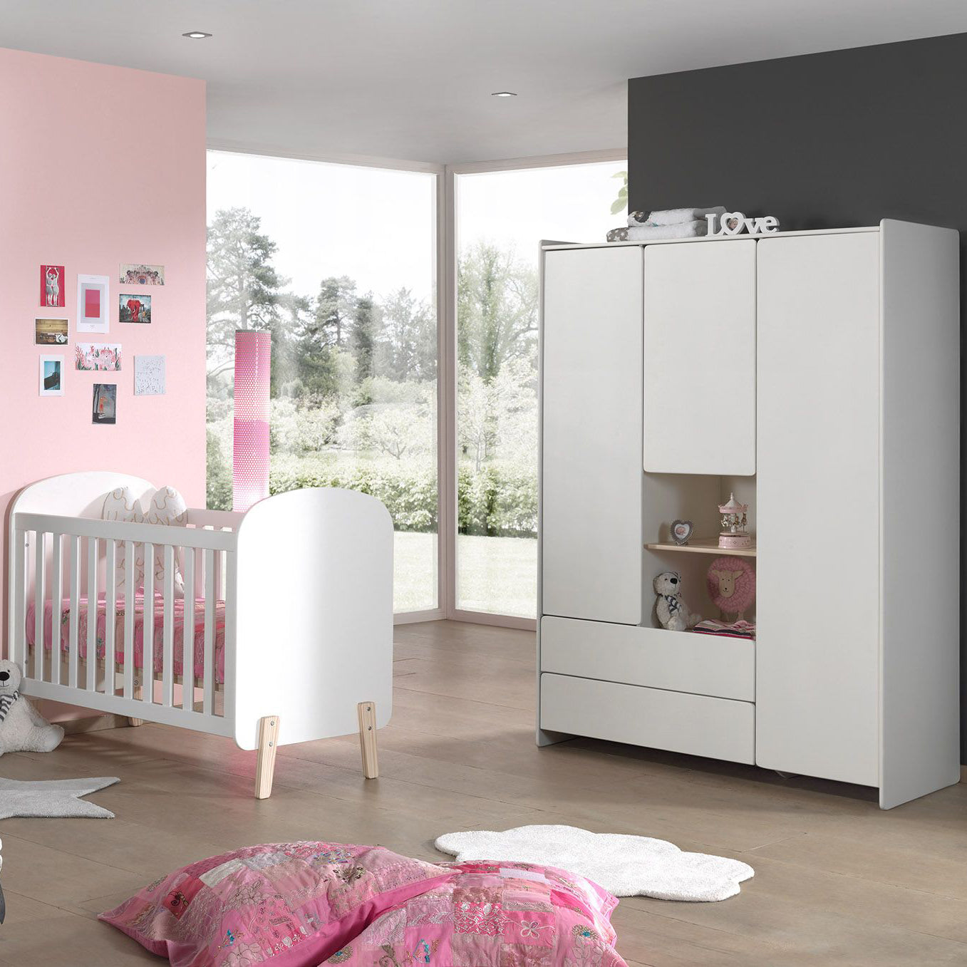 Vipack Kiddy Kledingkast 3-deurs - Wit