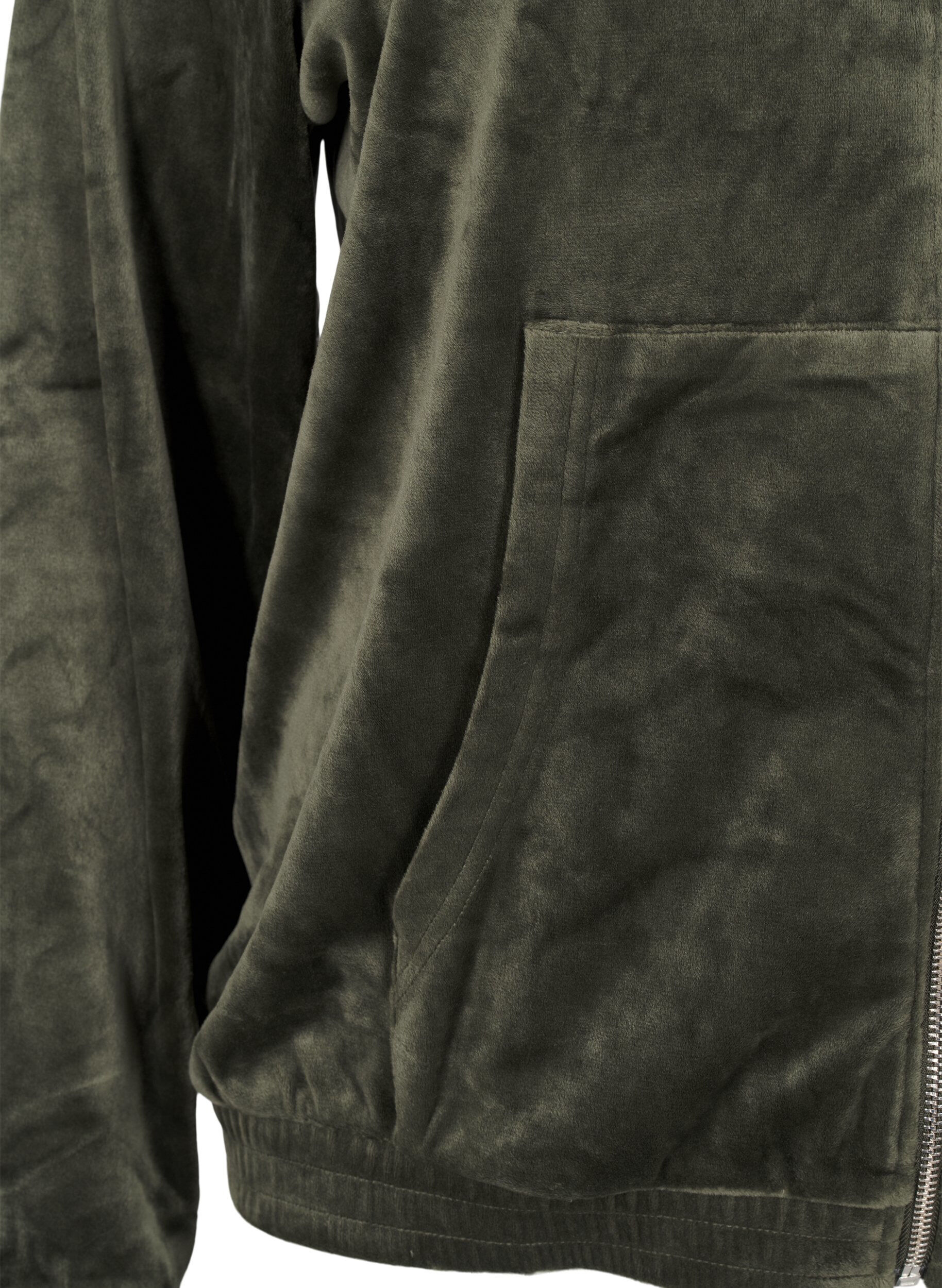 Velour cardigan med hætte