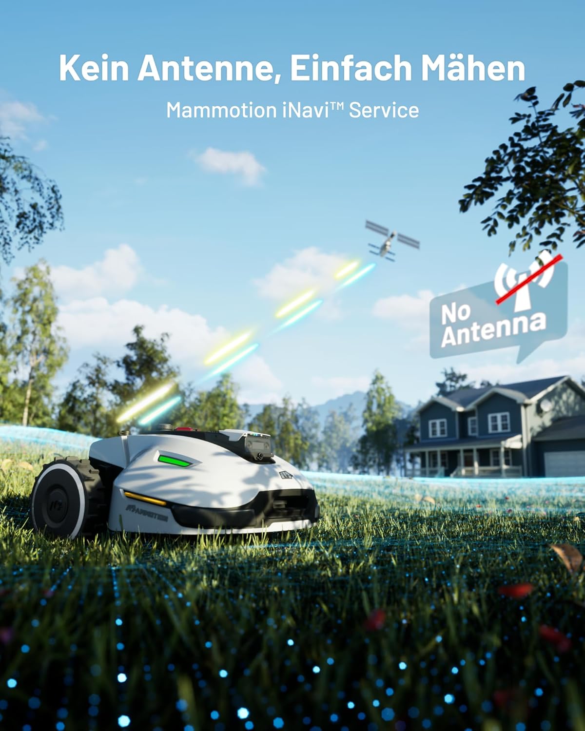 MAMMOTION YUKA 2000 Mähroboter ohne Begrenzungskabel, Max. 2400m², Keine RTK-Antenne, Auto-Kartierung,2000m², Intelligenter Rasenmäher Roboter mit 4G-Modul, 50% Steigung (yuka-2000 Upgrade)