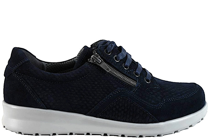 NEW FEET DAMESKO I MØRKEBLÅT PRÆGET NUBUCK
