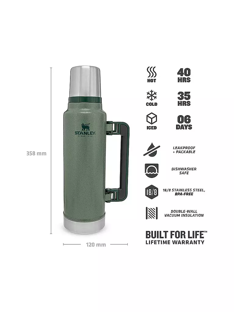 STANLEY Isolierflasche - Thermosflasche Classic Legendary Bottle 1,4l Grün olive