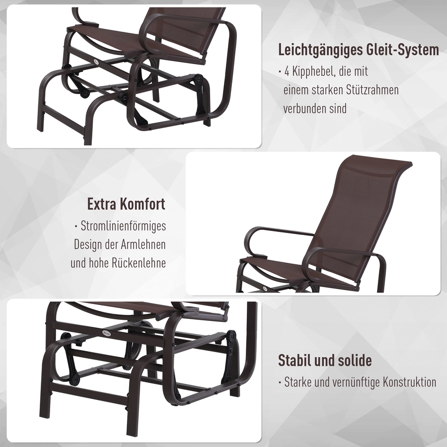 Outsunny Schaukelstuhl mit Ergonomischer Form braun