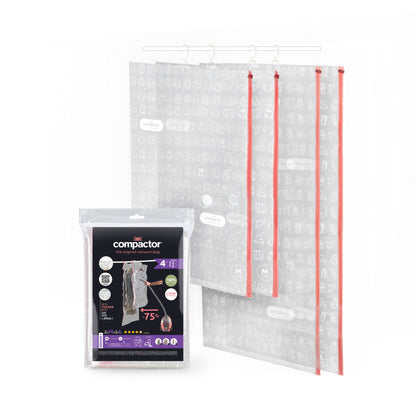 Lot de 4 sacs de rangement sous vide à suspendre Espace  2 Taille M   2 Taille L