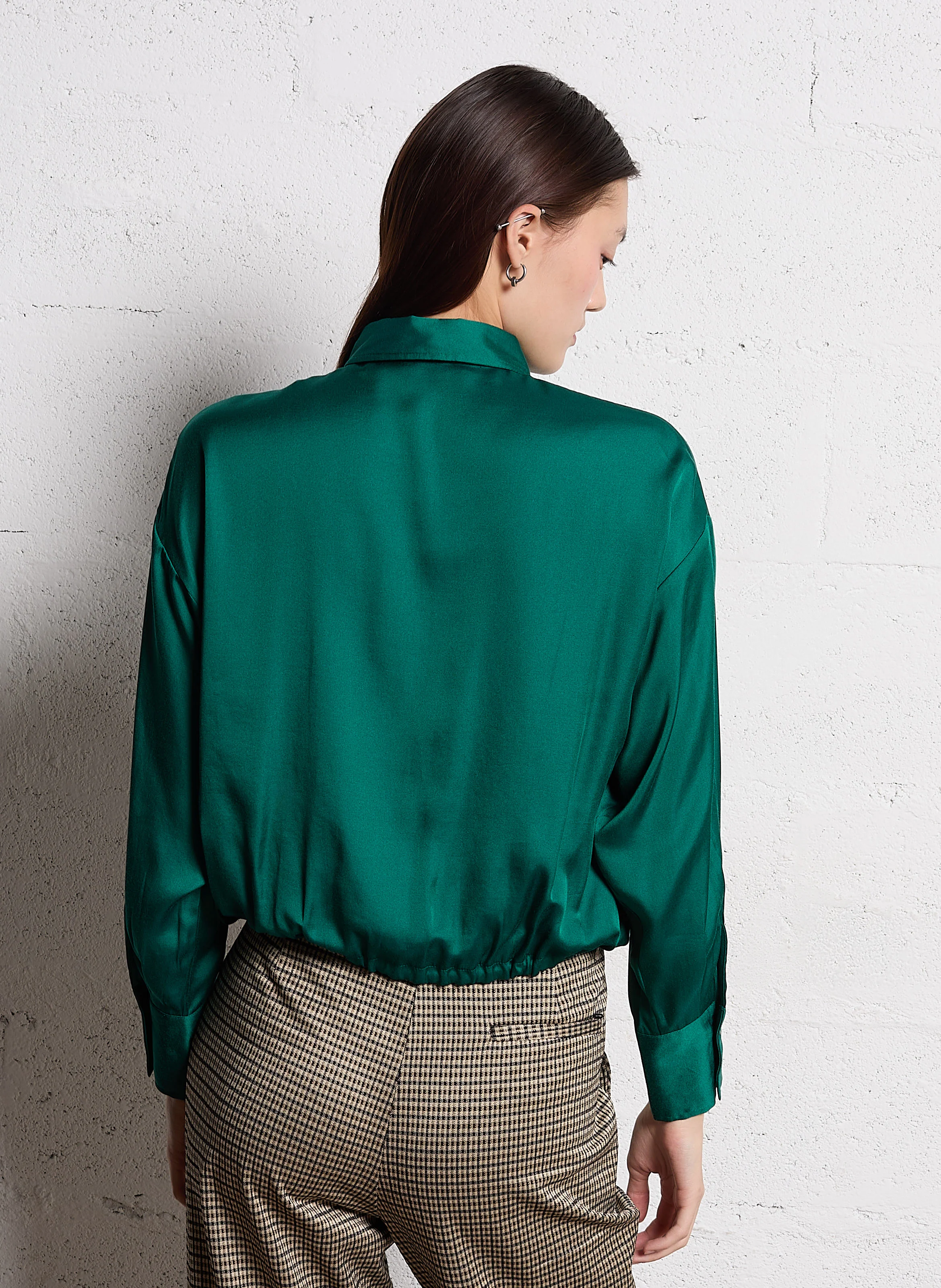 Chemise oversize satinée | Vert