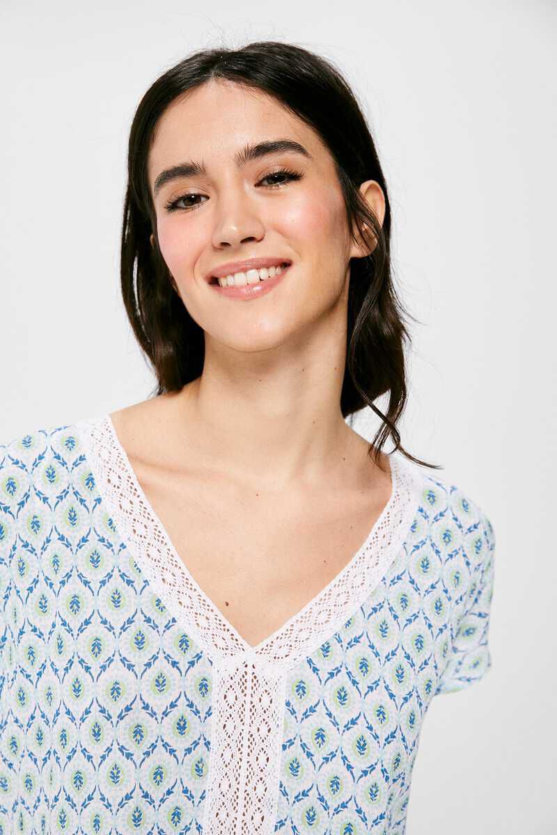 Blusa de renda estampada - Amarela