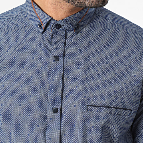 Chemise Manches Longues Gris Bleu Marine
