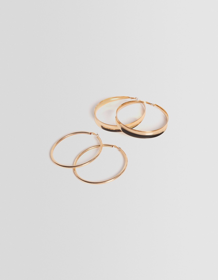 Conjunto de 2 brincos de argola grandes