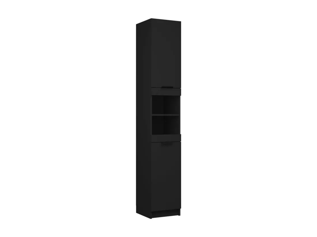 Armoire de salle de bain noir 32x34x188,5 cm bois d'ingénierie