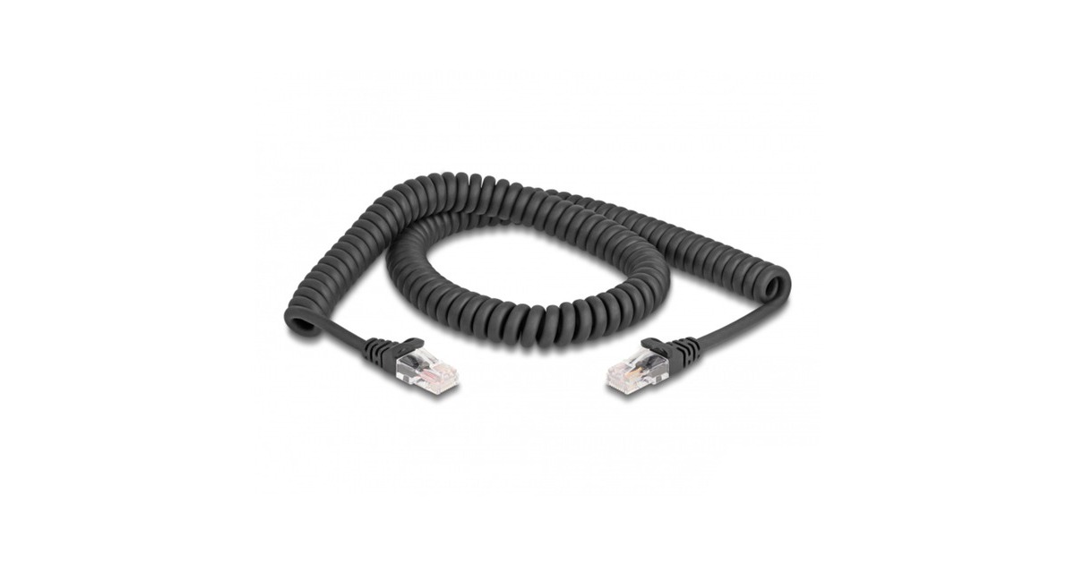 DeLOCKRJ-45 Spiraalkabel male to male Cat.5e  (Zwart, 2 meter)