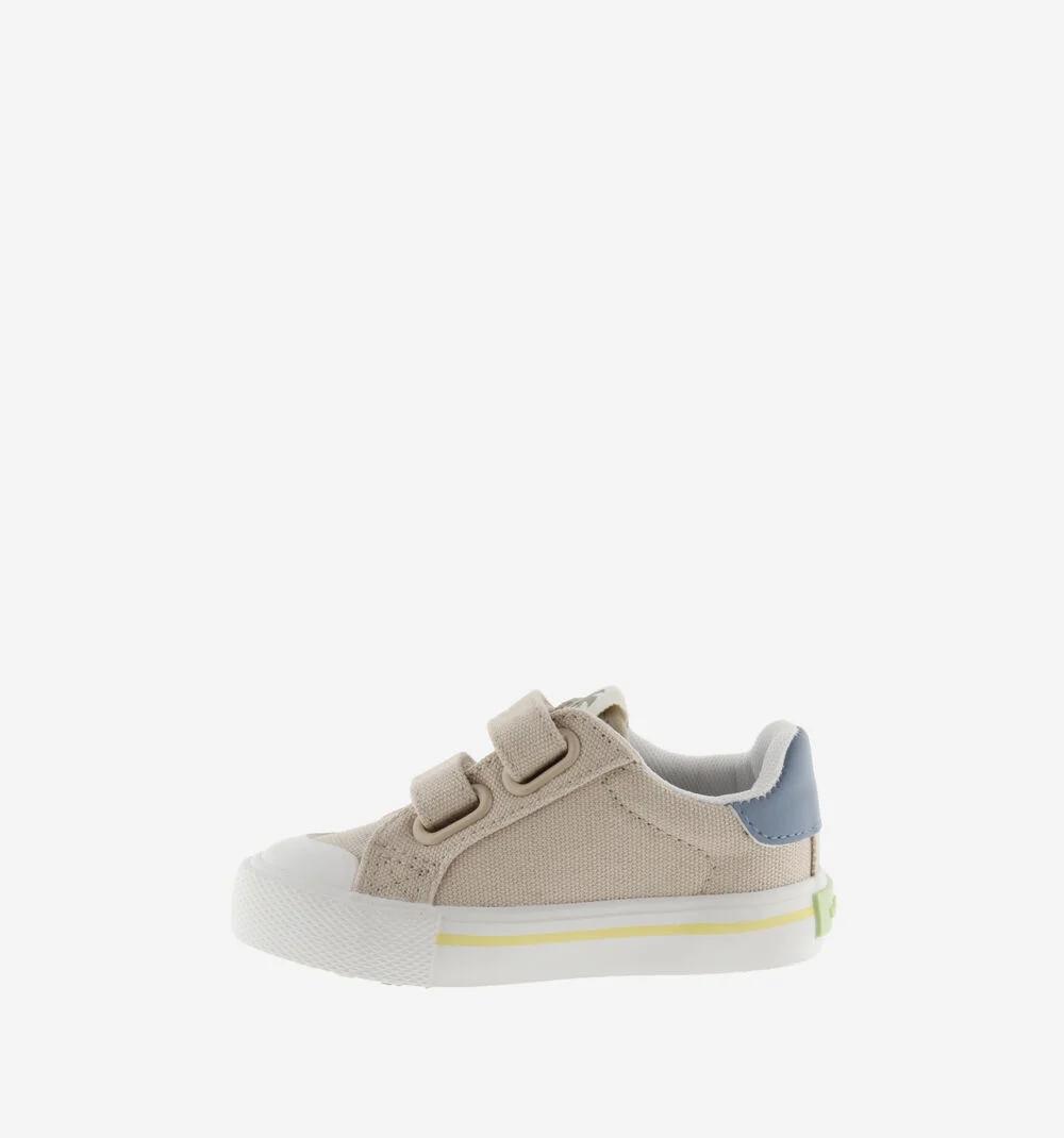 TRIBU TOILE CUIR Baskets sport en toile couleur pour enfant BEIGE
