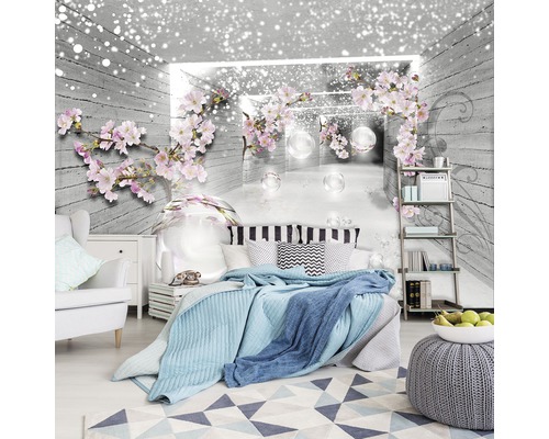 Vliesbehang 3360V4 Magic Tunnel met bloemen, set van 2, 254 x 184 cm