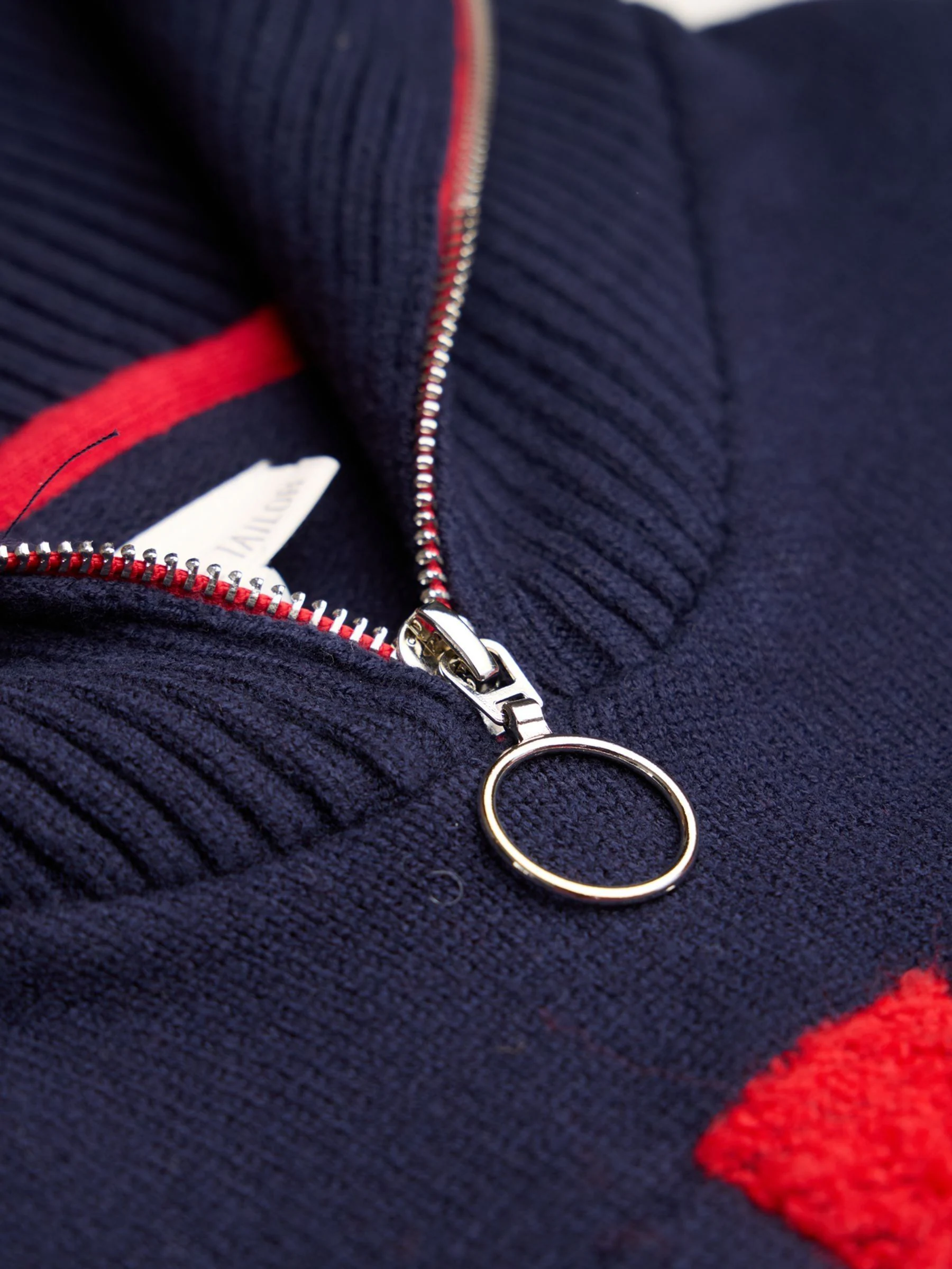 Blauw - The Little Tailor Relaxte pasvorm ski-Kerstmis Trui met rits bij de hals