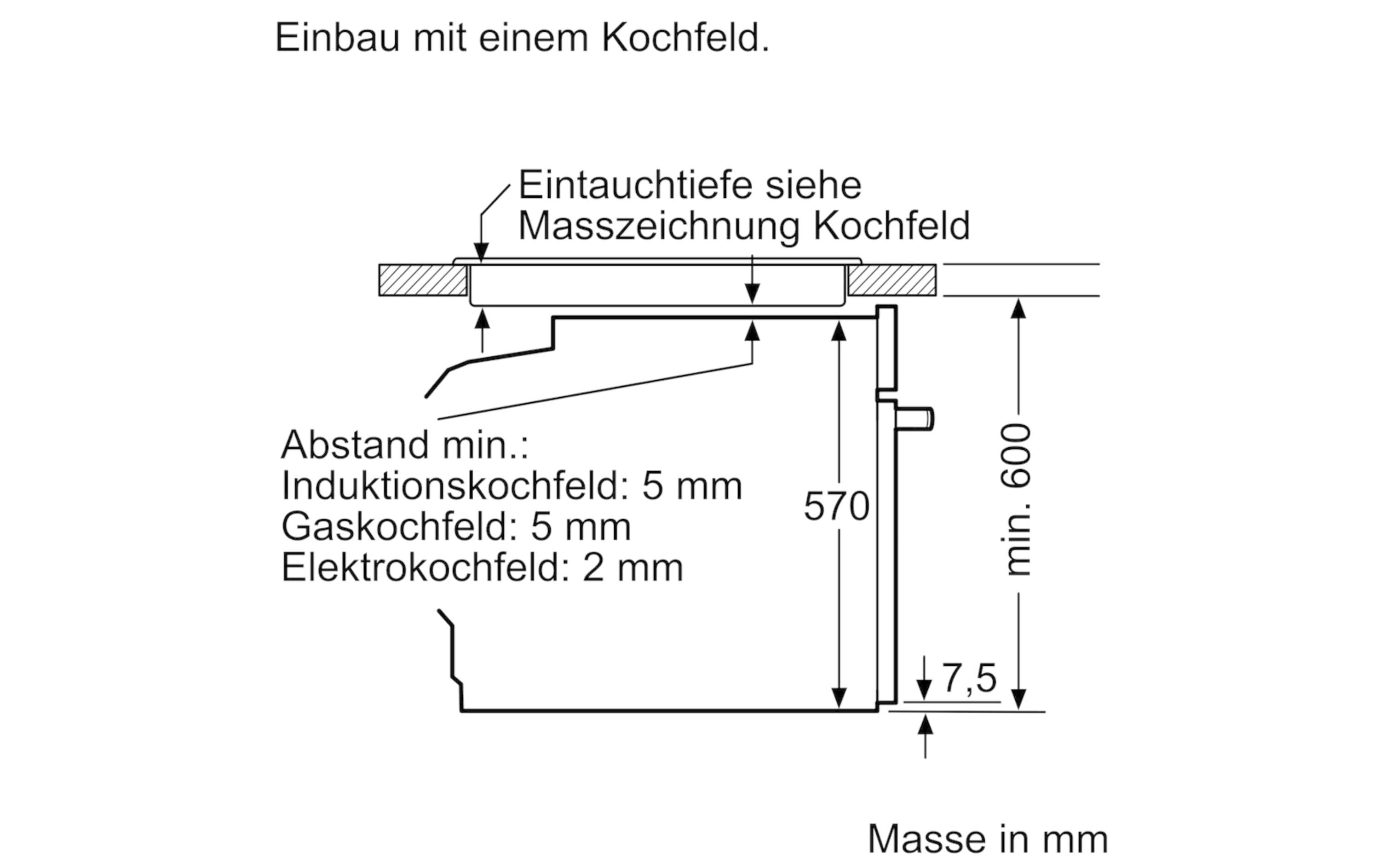 Einbauherd HE510ABR0C EU 60, Schwarz/Silber<br>Backofen