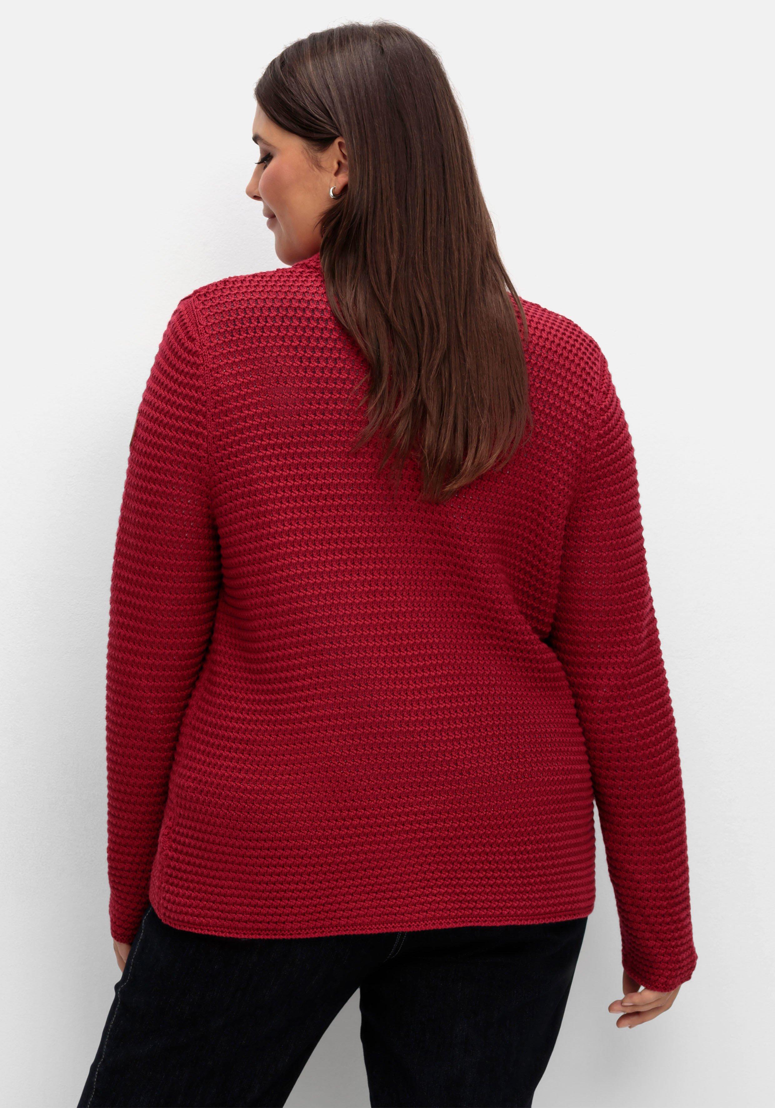 Grobstrickjacke mit Stehkragen und Taschen