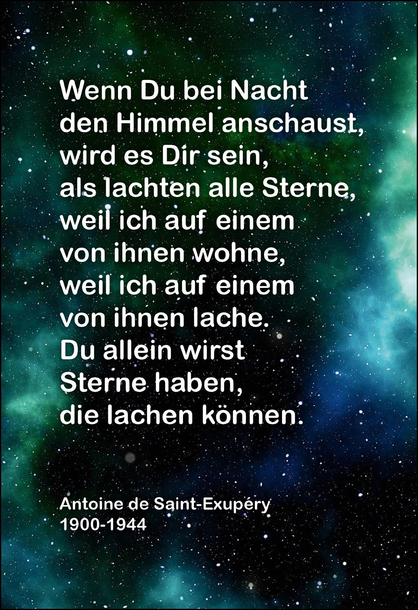 Postkarte 'Wenn Du bei Nacht den Himmel' günstig bestellen