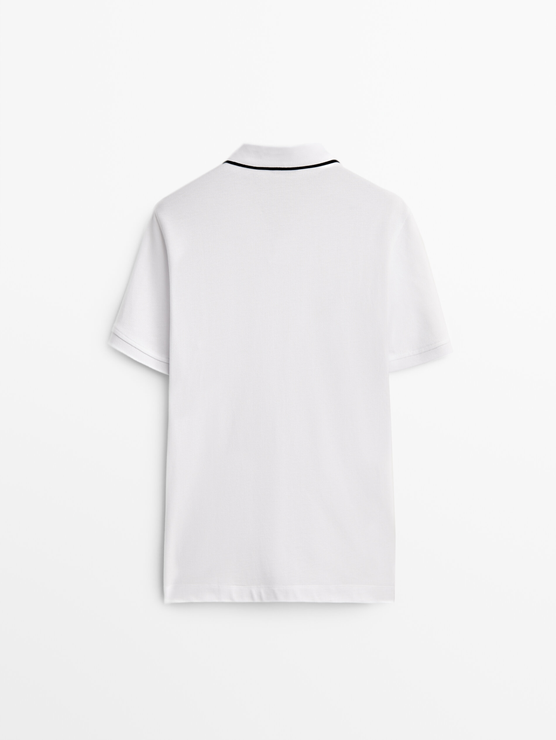 Cuello Camisa polo manga curta contrastante - BLANCO
