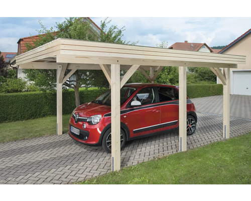 Enkele carport, sparrenhout, maat 1, 360 x 510 cm, natuurlijke afwerking