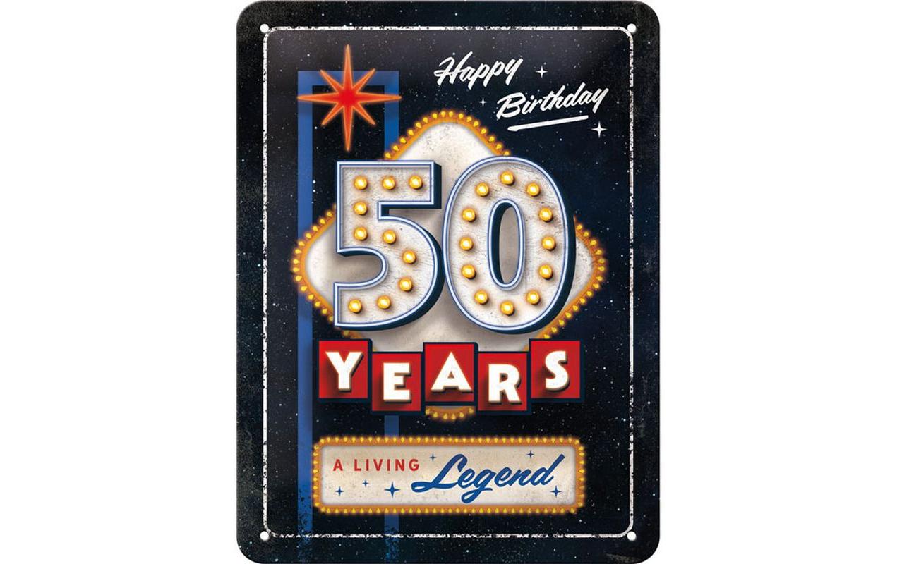 Schild 50 Years Birthday 15 x 20 cm, MetallBlechschild im Retro Design