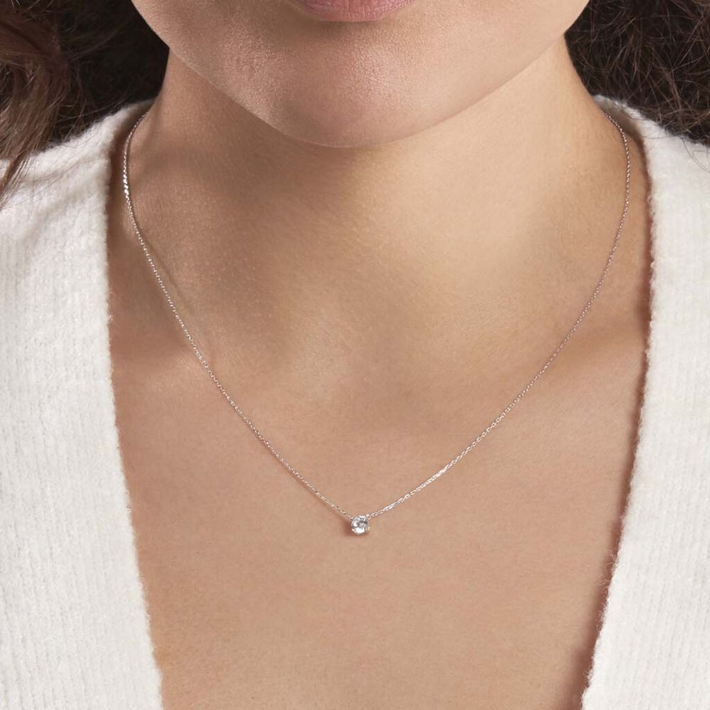 Collier Ponama Or Blanc Oxyde De Zirconium